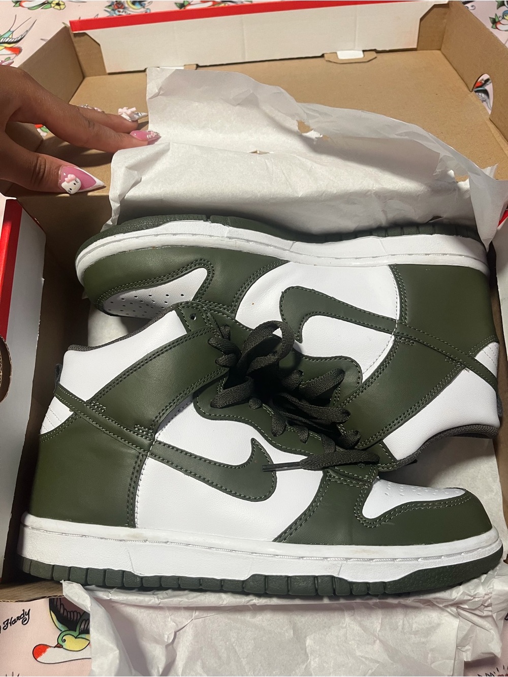 Nike Kids Green and White High-Top Sneakers
